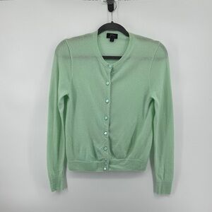 J. Crew 100%Cashmere Classic Luxury Light Green Women's Cardigan SzM